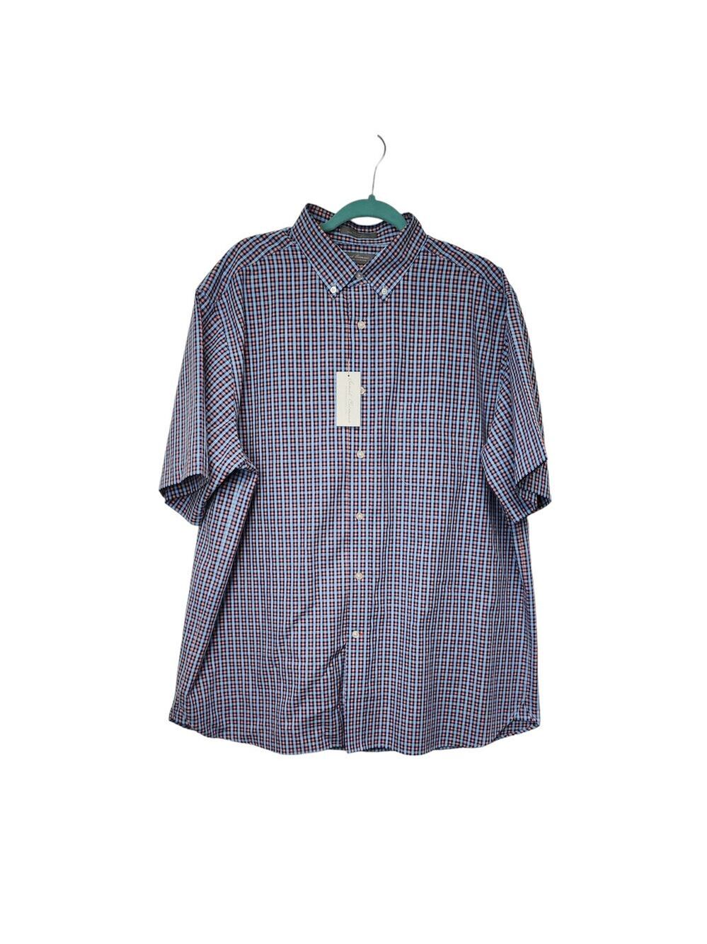 Daniel Cremieux Signature Label Plaid Cotton Short Sleeve Shirt XL Blue/Red